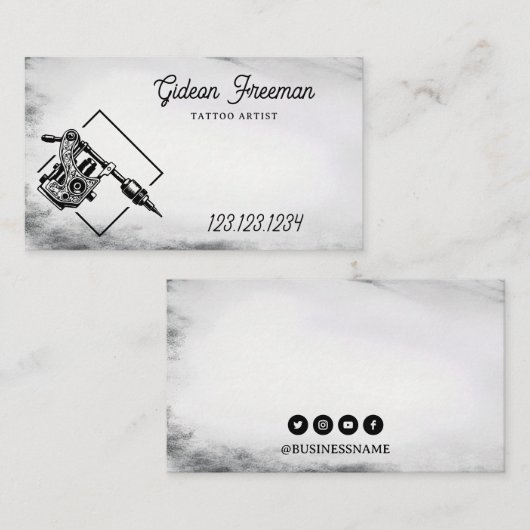 黒スタイリッシュと白のタトゥーマシン 名刺 (正面/裏面)