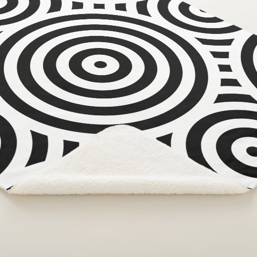 黒スタイリッシュと白のネストされた円 シェルパブランケット (3/4)