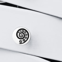 黒スタイリッシュと白のファーンの葉のカールインスパイア セラミックノブ