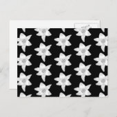 黒スタイリッシュと白のユリ模様。 ポストカード (正面/裏面)