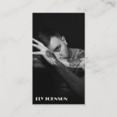 黒スタイリッシュと白の写真カジュアル 名刺 (正面)