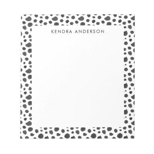 黒スタイリッシュと白の動物の毛皮のパターン ノートパッド (正面)