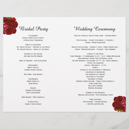 黒スタイリッシュと白の結婚式 プログラム (裏面)