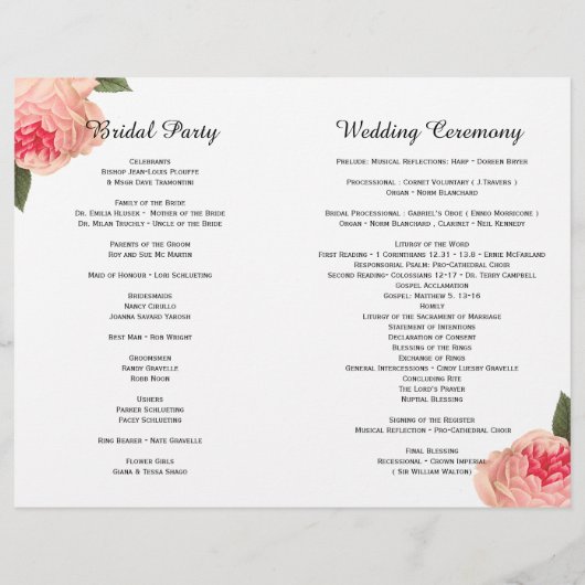 黒スタイリッシュと白の結婚式 プログラム (裏面)