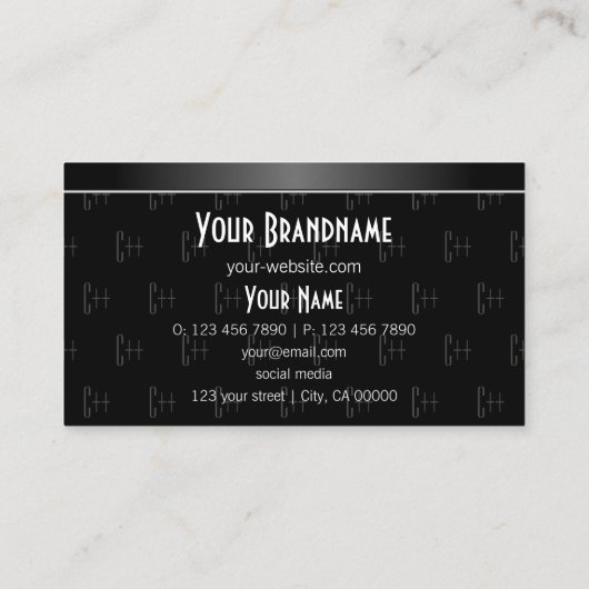 黒スタイリッシュと白(文字パターン（の模様が）ある) 名刺 (裏面)