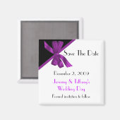 黒スタイリッシュと紫の日付磁石を保存 マグネット (正面/裏面)