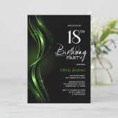 黒スタイリッシュと緑の18th誕生日パーティー 招待状 (スタンド正面)