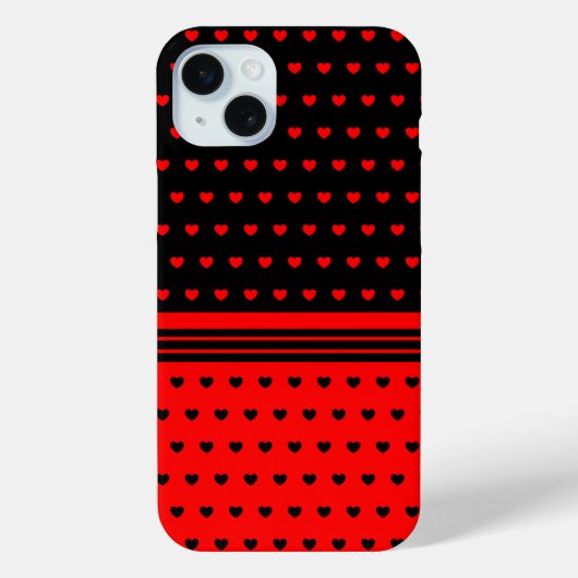 黒スタイリッシュと赤いハートのパターン Case-Mate iPhoneケース (裏面)