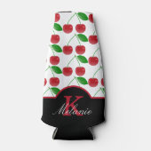 黒スタイリッシュと赤のさくらんぼ パーソナライズされた ボトルクーラー (正面)