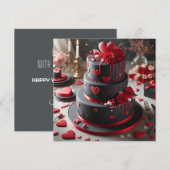 黒スタイリッシュと赤のバレンタインケーキ シーズンカード (正面/裏面)