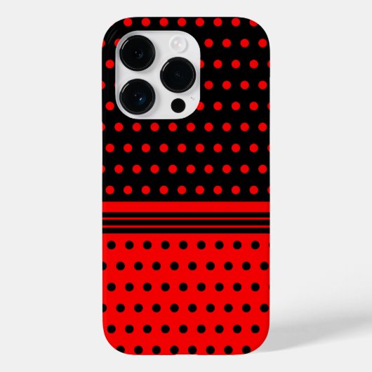 黒スタイリッシュと赤の水玉模様とストライプ Case-Mate iPhoneケース (裏面)