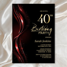 黒スタイリッシュと赤の40歳の誕生日パーティー