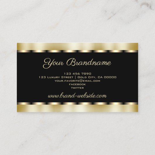 黒スタイリッシュと金ゴールドのきらめく効果プロフェッショナル 名刺 (裏面)