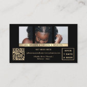 黒スタイリッシュと金ゴールドのアフリカの毛編み 名刺 (裏面)