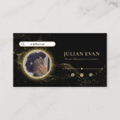 黒スタイリッシュと金ゴールドのアフリカの毛編み 名刺 (正面)