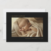 黒スタイリッシュと金ゴールドの男女兼用バプテスマ 招待状 (裏面)