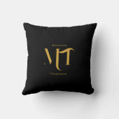 黒スタイリッシュと金ゴールドモノグラムのイニシャル文字 クッション (裏面)