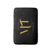 黒スタイリッシュと金ゴールドモノグラムのイニシャル文字 バスマット (正面縦)