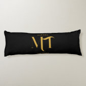 黒スタイリッシュと金ゴールドモノグラムのイニシャル文字 ボディピロー (裏面)