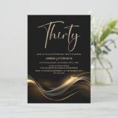黒スタイリッシュと金ゴールド30歳の誕生日パーティー 招待状 (スタンド正面)