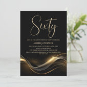 黒スタイリッシュと金ゴールド60th誕生日パーティー 招待状 (スタンド正面)