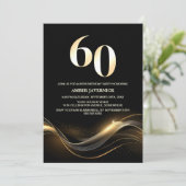 黒スタイリッシュと金ゴールド60th誕生日パーティー 招待状 (スタンド正面)
