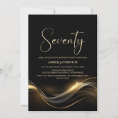 黒スタイリッシュと金ゴールド70th誕生日パーティー 招待状 (正面)
