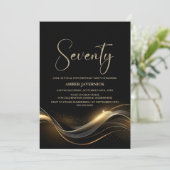 黒スタイリッシュと金ゴールド70th誕生日パーティー 招待状 (スタンド正面)
