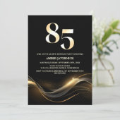 黒スタイリッシュと金ゴールド85th誕生日パーティー 招待状 (スタンド正面)