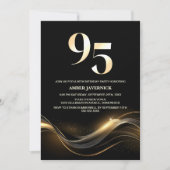 黒スタイリッシュと金ゴールド95th誕生日パーティー 招待状 (正面)