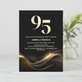 黒スタイリッシュと金ゴールド95th誕生日パーティー 招待状 (スタンド正面)
