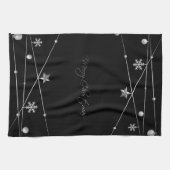 黒スタイリッシュと銀のクリスマス書道 キッチンタオル (横)