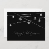 黒スタイリッシュと銀のクリスマス書道 シーズンポストカード (正面/裏面)