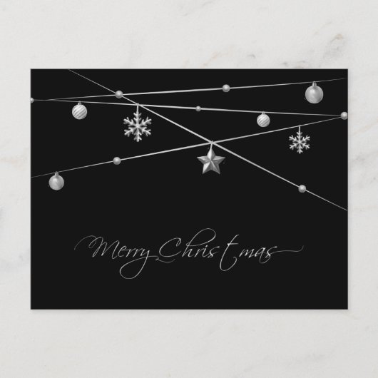 黒スタイリッシュと銀のクリスマス書道 シーズンポストカード (正面)