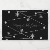 黒スタイリッシュと銀のクリスマス書道 スパークリングワインラベル (シングルラベル)