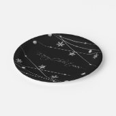 黒スタイリッシュと銀のクリスマス書道 ペーパープレート (アングル)