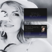 黒スタイリッシュと青のシックな鏡フォントと写真 名刺