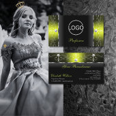 黒スタイリッシュと黄色の四角い宝石ロゴを追加 名刺