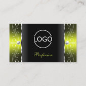 黒スタイリッシュと黄色の四角い宝石ロゴを追加 名刺 (正面)