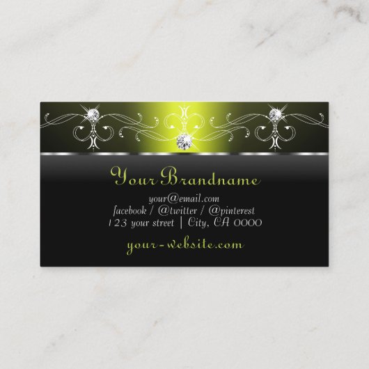 黒スタイリッシュと黄色の斜角の宝石モノグラム 名刺 (裏面)