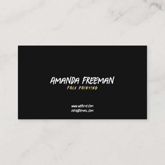 黒スタイリッシュと黄色の画家のパーティー 名刺 (裏面)