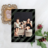 黒スタイリッシュのクリスマスストライプのシンプル写真 シーズンカード