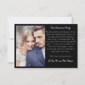 黒スタイリッシュのモダンフォトストリップ結婚白 サンキューカード (裏面)