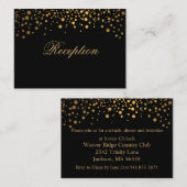 黒スタイリッシュの金ゴールド紙吹雪ドット エンクロージャーカード (正面/裏面)