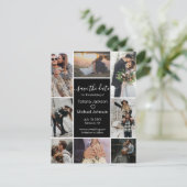 黒スタイリッシュの8枚の写真コラージュ日付を保存 案内ポストカード (スタンド正面)