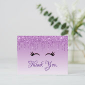 黒スタイリッシュまつげ&パープルグリッターありがとう ポストカード (スタンド正面)