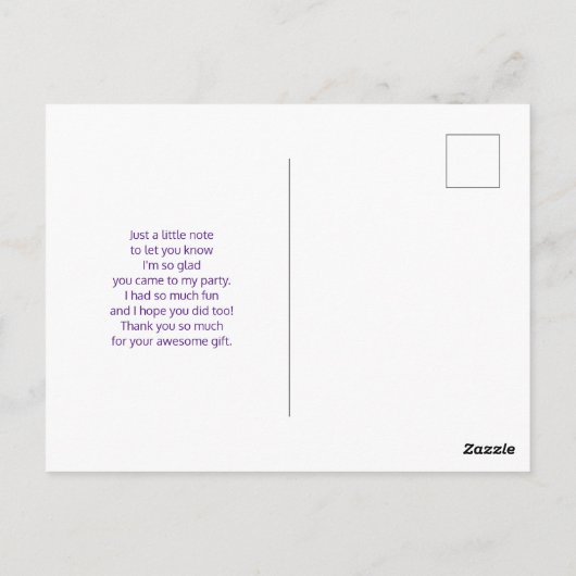 黒スタイリッシュまつげ&パープルグリッターありがとう ポストカード (裏面)