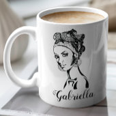 黒スタイリッシュエレガント民族黒アフリカ人女性 コーヒーマグカップ