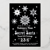 黒スタイリッシュエレガント秘密サンタスノーフレーク 箔シーズンカード (正面)