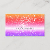 黒スタイリッシュカラフルきらめくグリッターイニシャル 名刺 (正面)